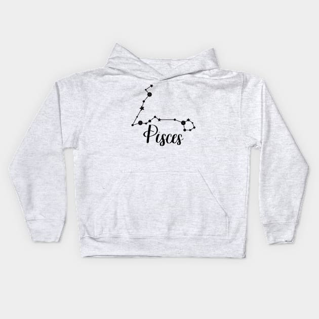 Pisces Zodiac Constellation in Black Kids Hoodie by Kelly Gigi